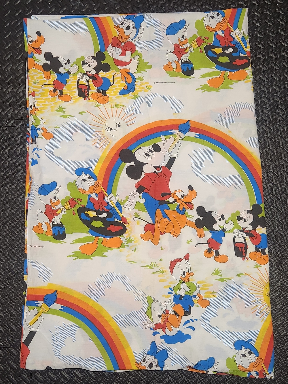 Vintage Walt Disney Productions Twin Duvet Cover Mickey Mouse Rainbow Retro